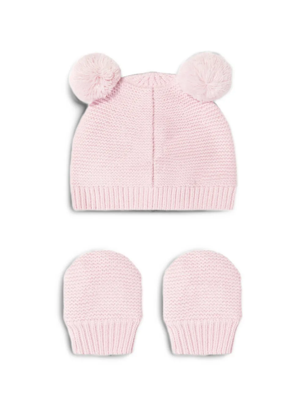guess kids pom-pom beanie hat and mittens set Roze