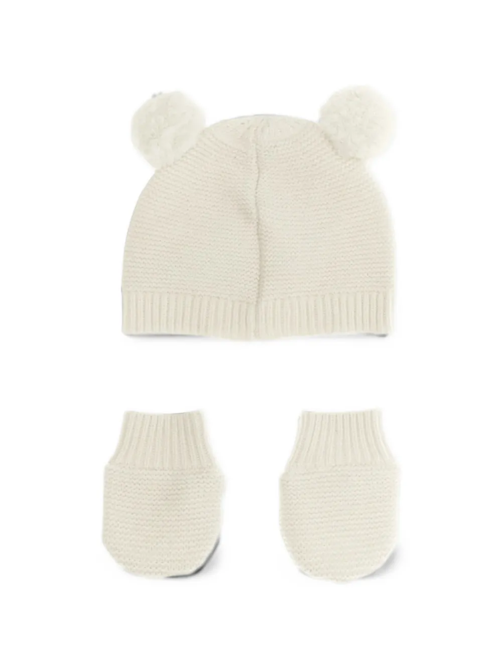 guess kids bear-motif beanie hat and mittens set Beige