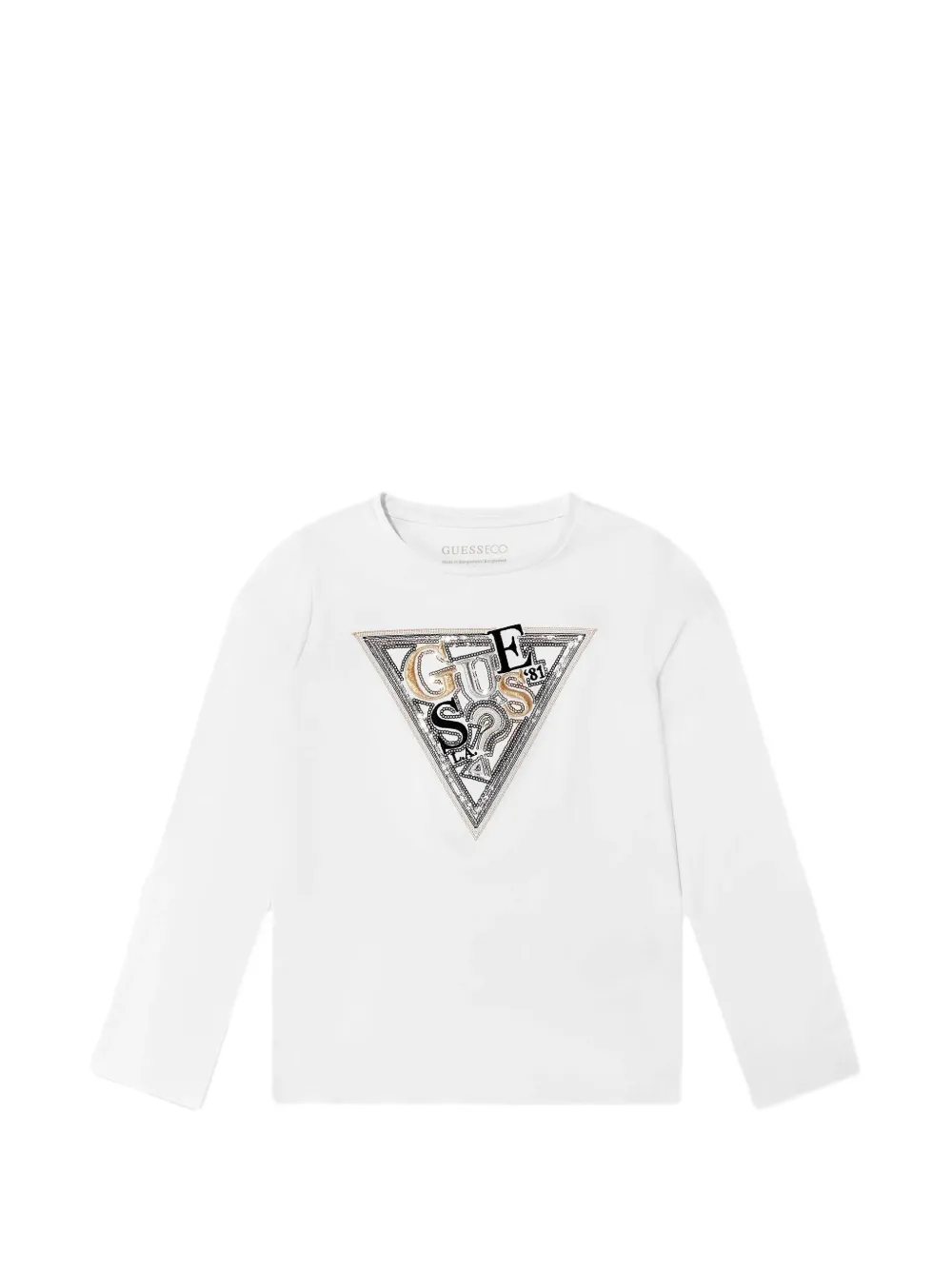 guess kids sequin-logo long-sleeve T-shirt - Bianco