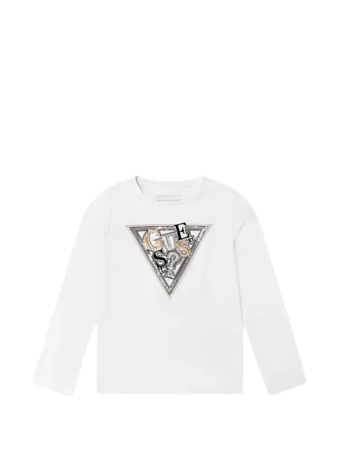 guess kids playera manga larga con logo de lentejuelas