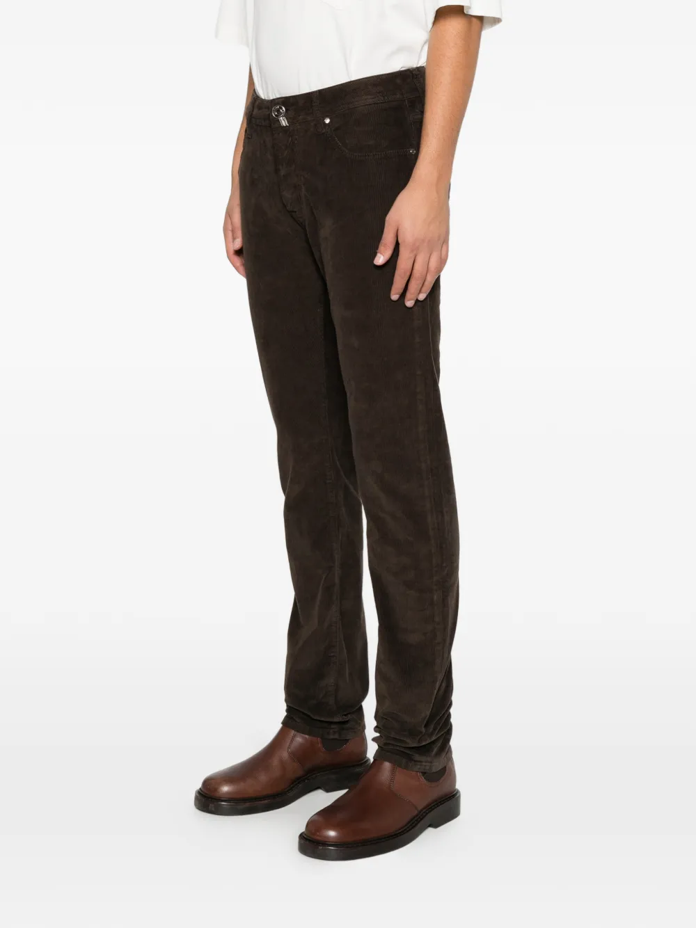 Jacob Cohën corduroy-texture straight-leg trousers Bruin