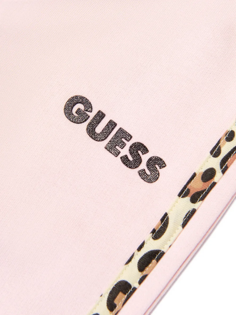 guess kids leopard-print glitter-logo track pants Roze