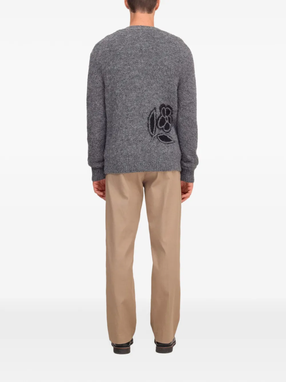 NN07 Kyle floral-embroidered cardigan Grijs