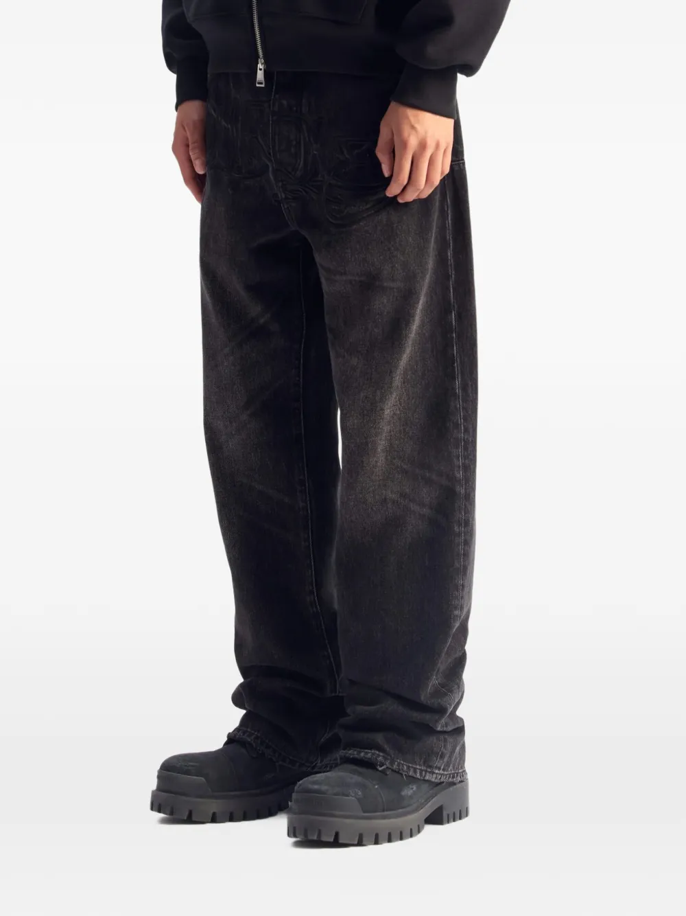 Purple Brand embroidered-logo washed jeans Zwart