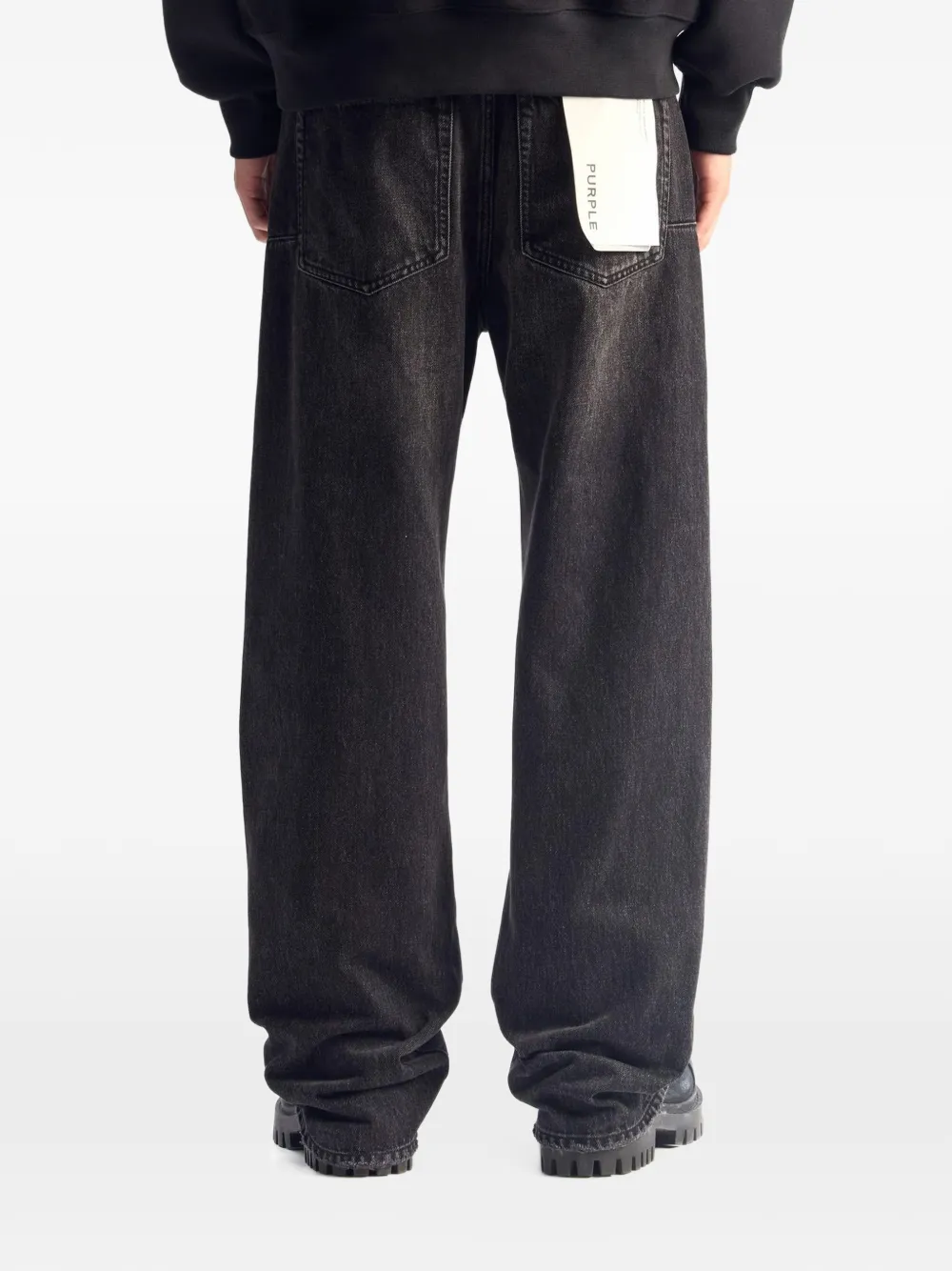 Purple Brand embroidered-logo washed jeans Zwart