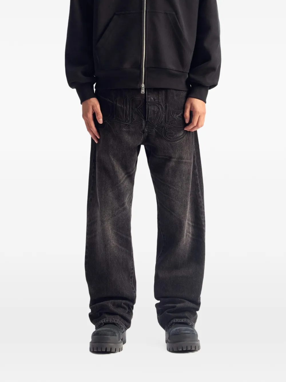 Purple Brand embroidered-logo washed jeans Zwart