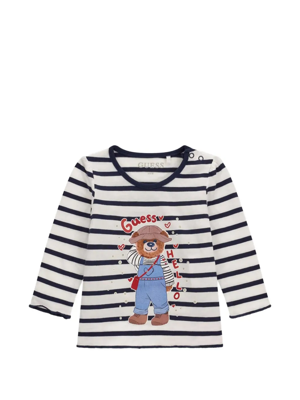 Guess kids striped graphic-print T-shirt Wit