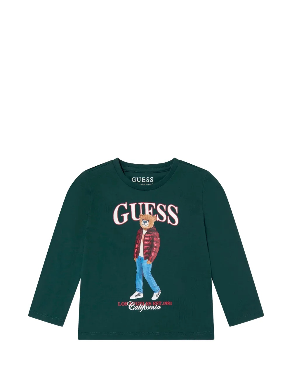 guess kids bear-print logo T-shirt - Verde