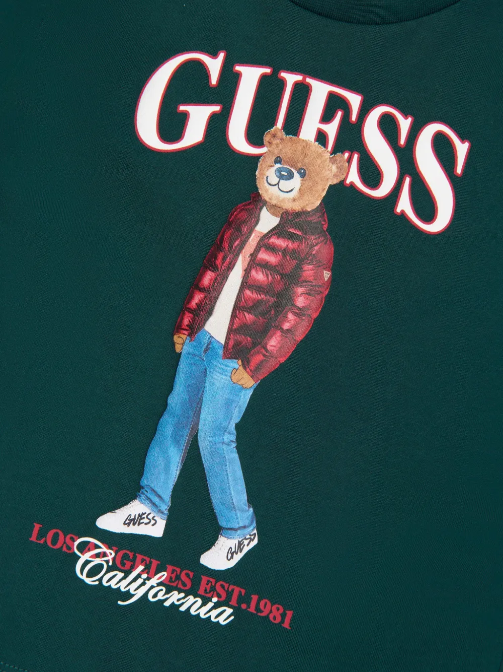 guess kids bear-print logo T-shirt Groen