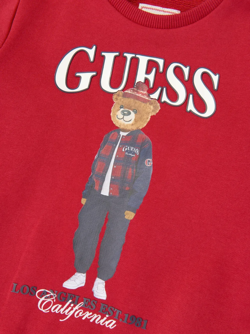 guess kids bear-print sweater Rood
