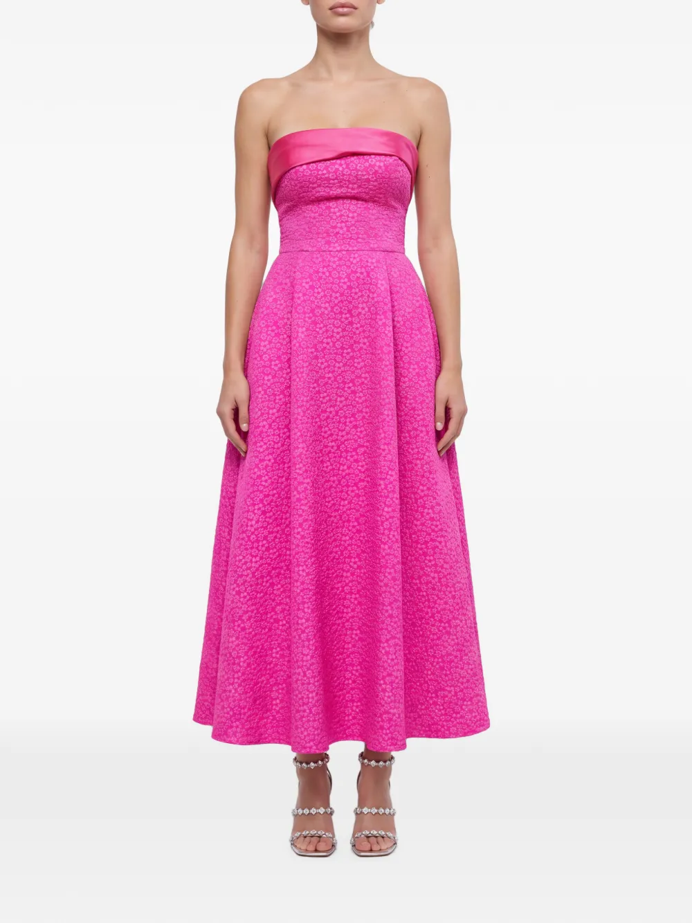 POST MERIDIEM Strapless midi-jurk met jacquard Roze