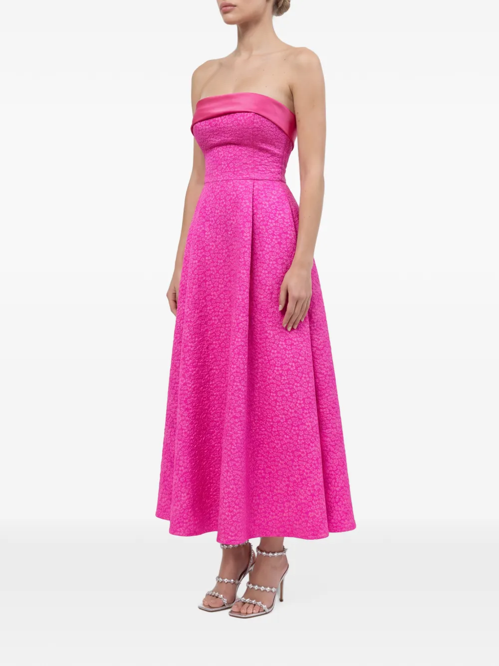 POST MERIDIEM Strapless midi-jurk met jacquard Roze