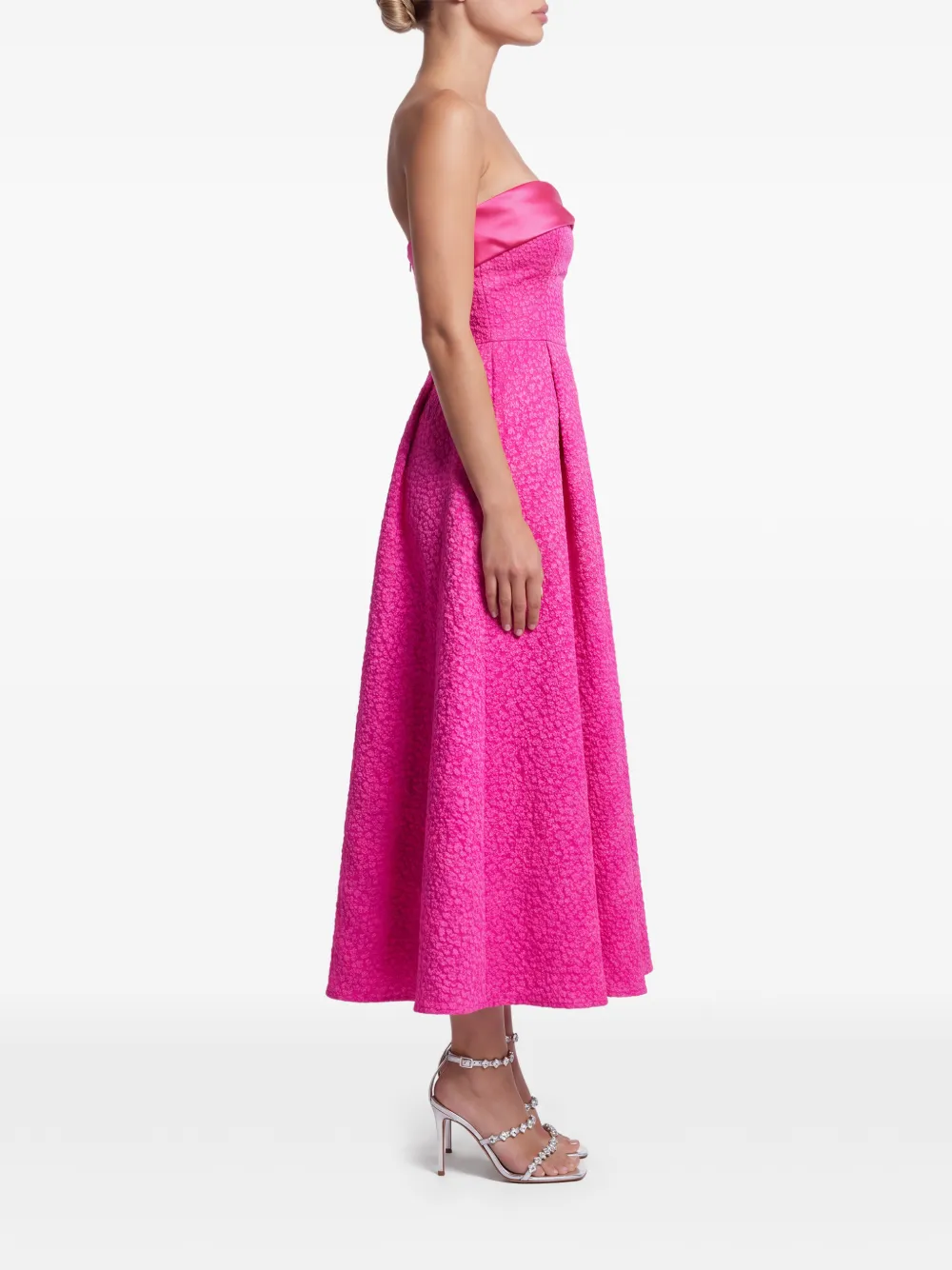 POST MERIDIEM Strapless midi-jurk met jacquard Roze