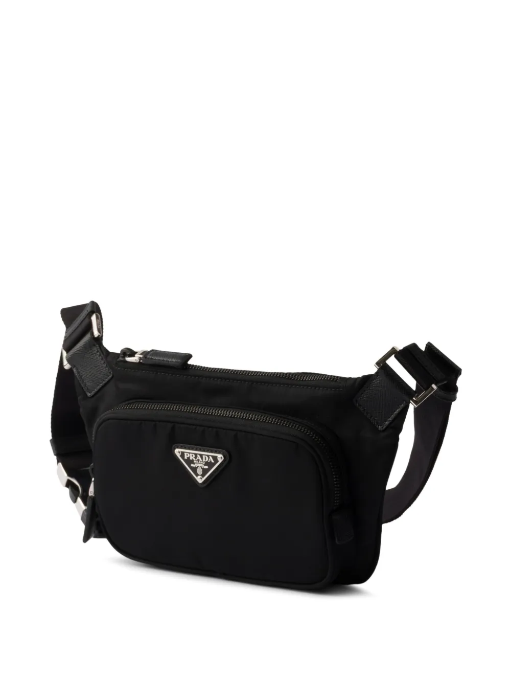Prada Re-Nylon en Saffiano leren schoudertas Zwart