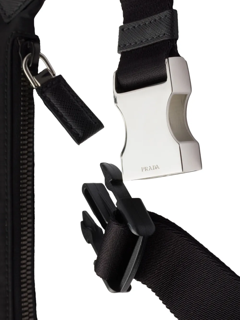 Prada Re-Nylon en Saffiano leren schoudertas Zwart