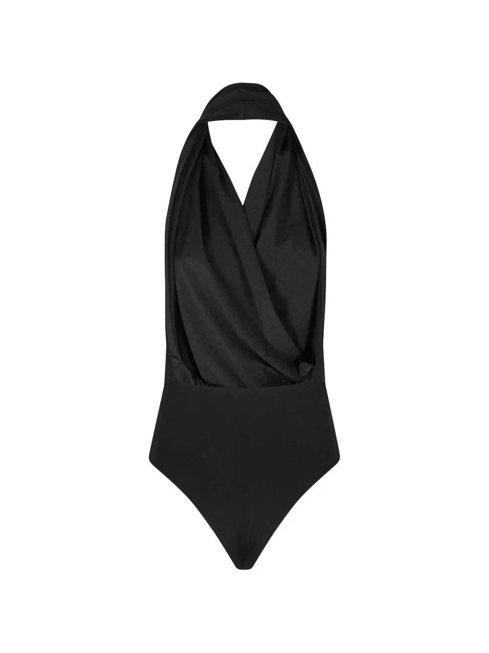 THE ANDAMANE Vina halterneck draped bodysuit Zwart