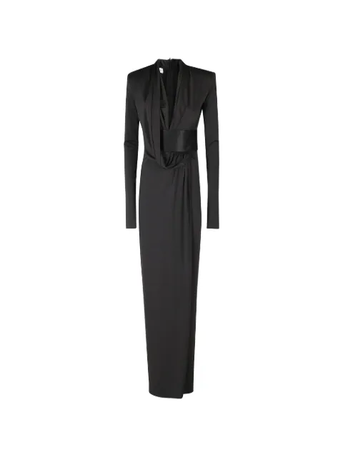 THE ANDAMANE Victoria satin-waistband draped maxi dress