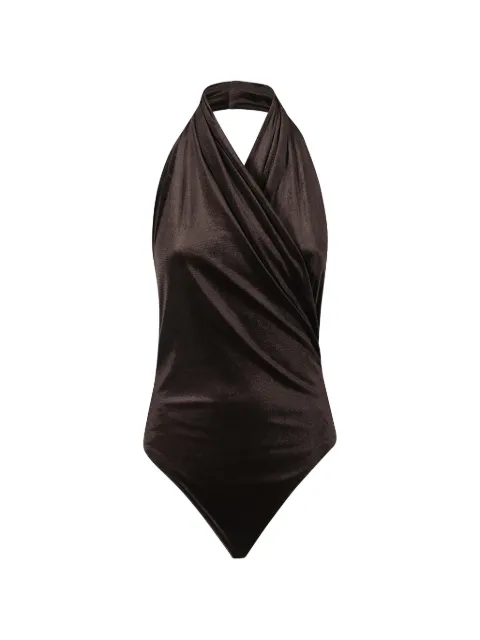 THE ANDAMANE Vina halterneck draped bodysuit