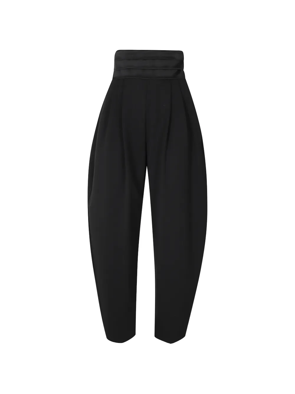 THE ANDAMANE Sandy satin-waistband pleated trousers Zwart