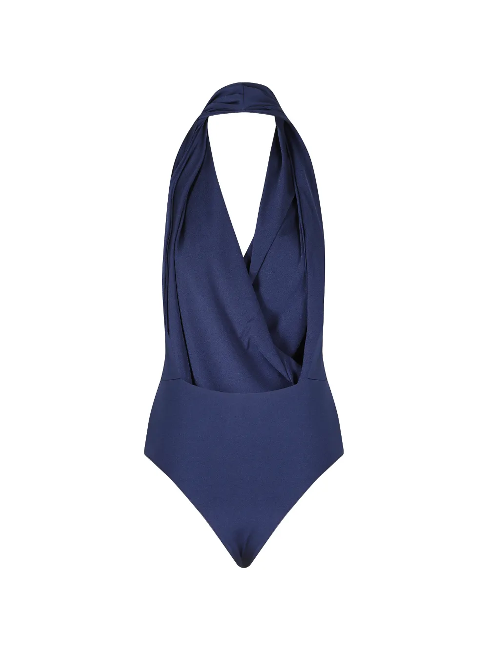 THE ANDAMANE Vina draped halterneck bodysuit Blauw