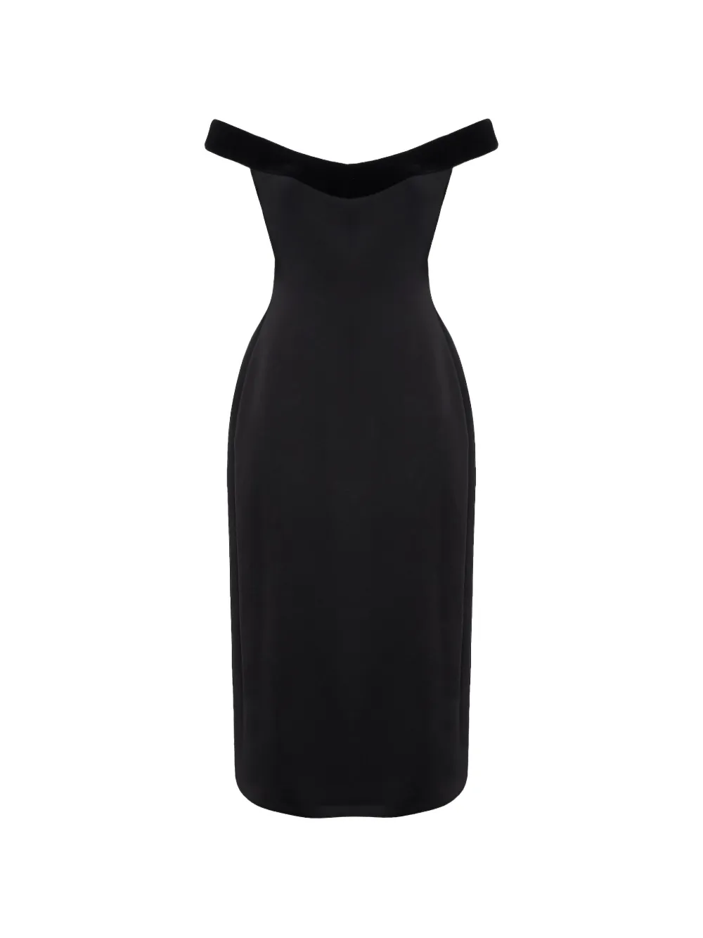 David Koma robe mi-longue bordée de velours à épaules dénudées - Noir David Koma robe mi-longue bordée de velours à épaules dénudées - Noir