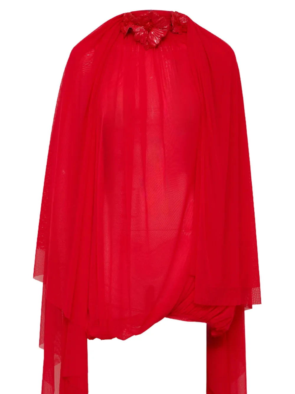 David Koma 3D flower-embellished draped mini dress Rood
