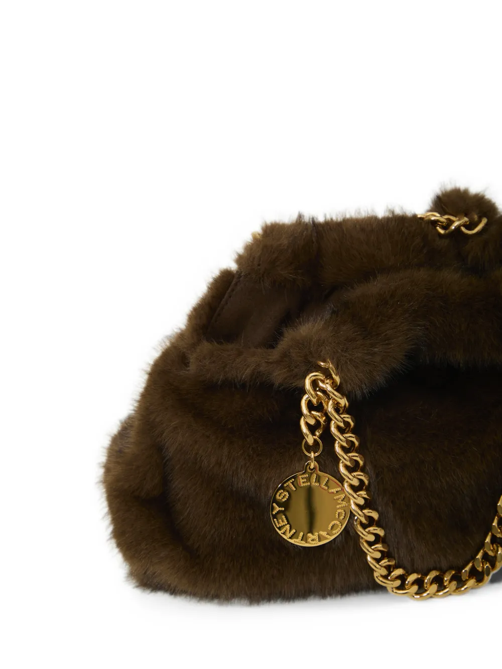 Stella McCartney Falabella faux-fur mini clutch bag Bruin