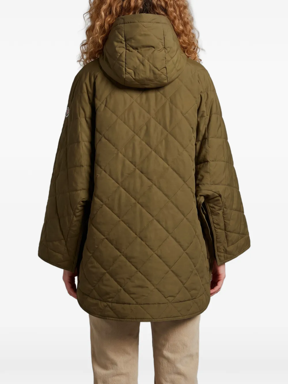 Moncler Gewatteerde cape met ruitmotief Groen