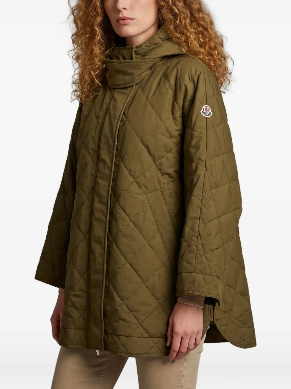 Moncler Gewatteerde cape met ruitmotief Groen