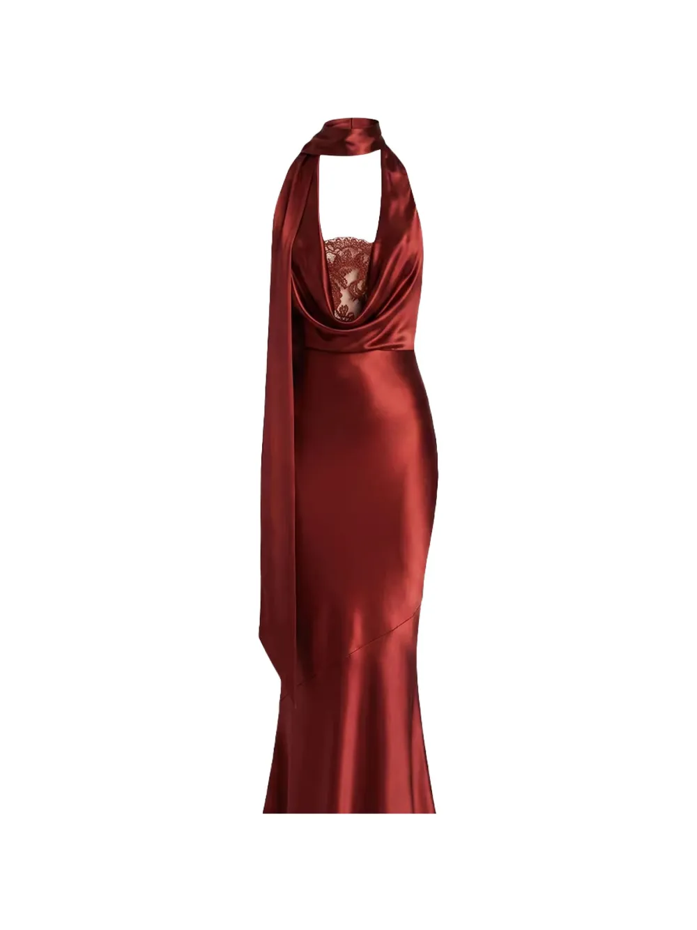 Retrofete Melly maxi-jurk met kanten vlakken Rood