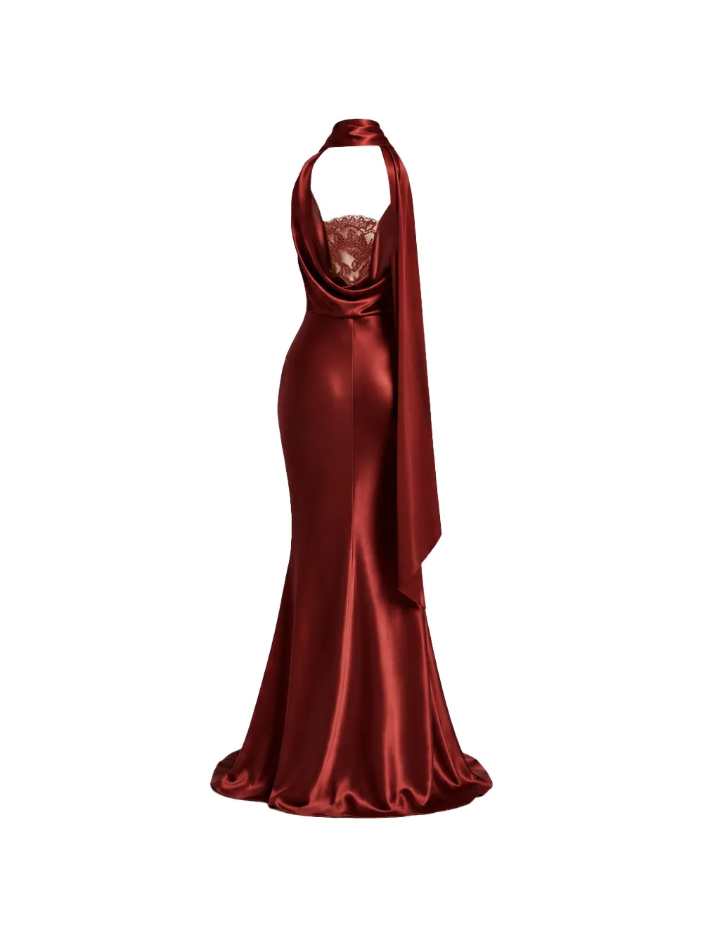 Retrofete Melly maxi-jurk met kanten vlakken Rood
