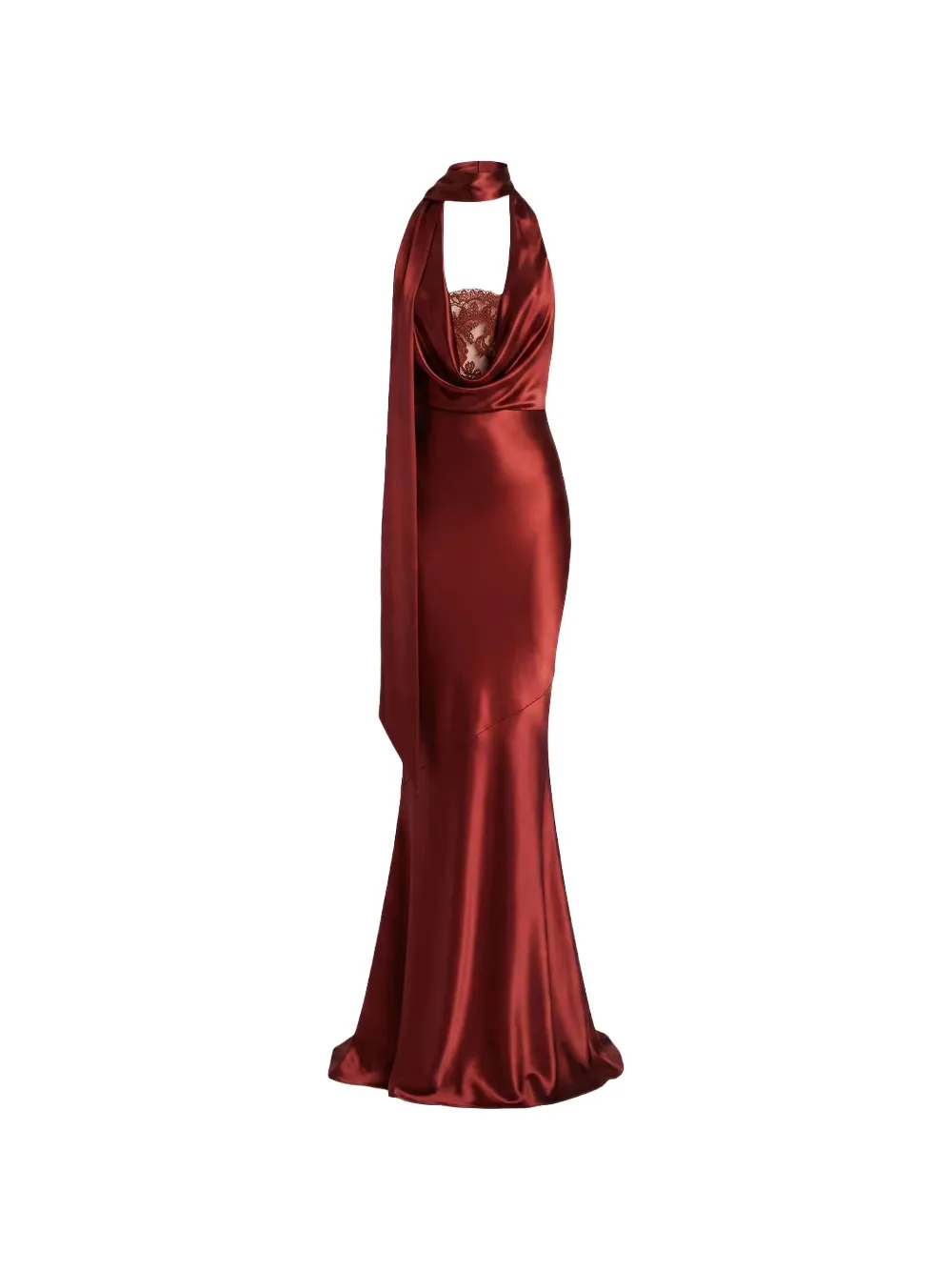 Retrofete robe longue Melly à empiècements en dentelle - Rouge Retrofete robe longue Melly à empiècements en dentelle - Rouge