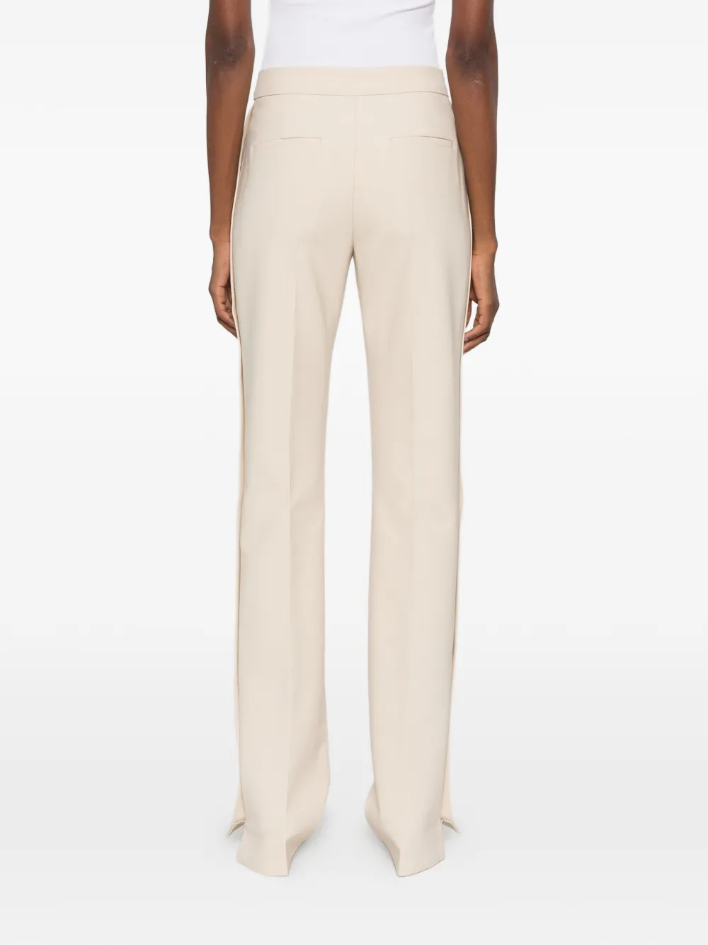 Sportmax pressed-crease slit-hem trousers Beige