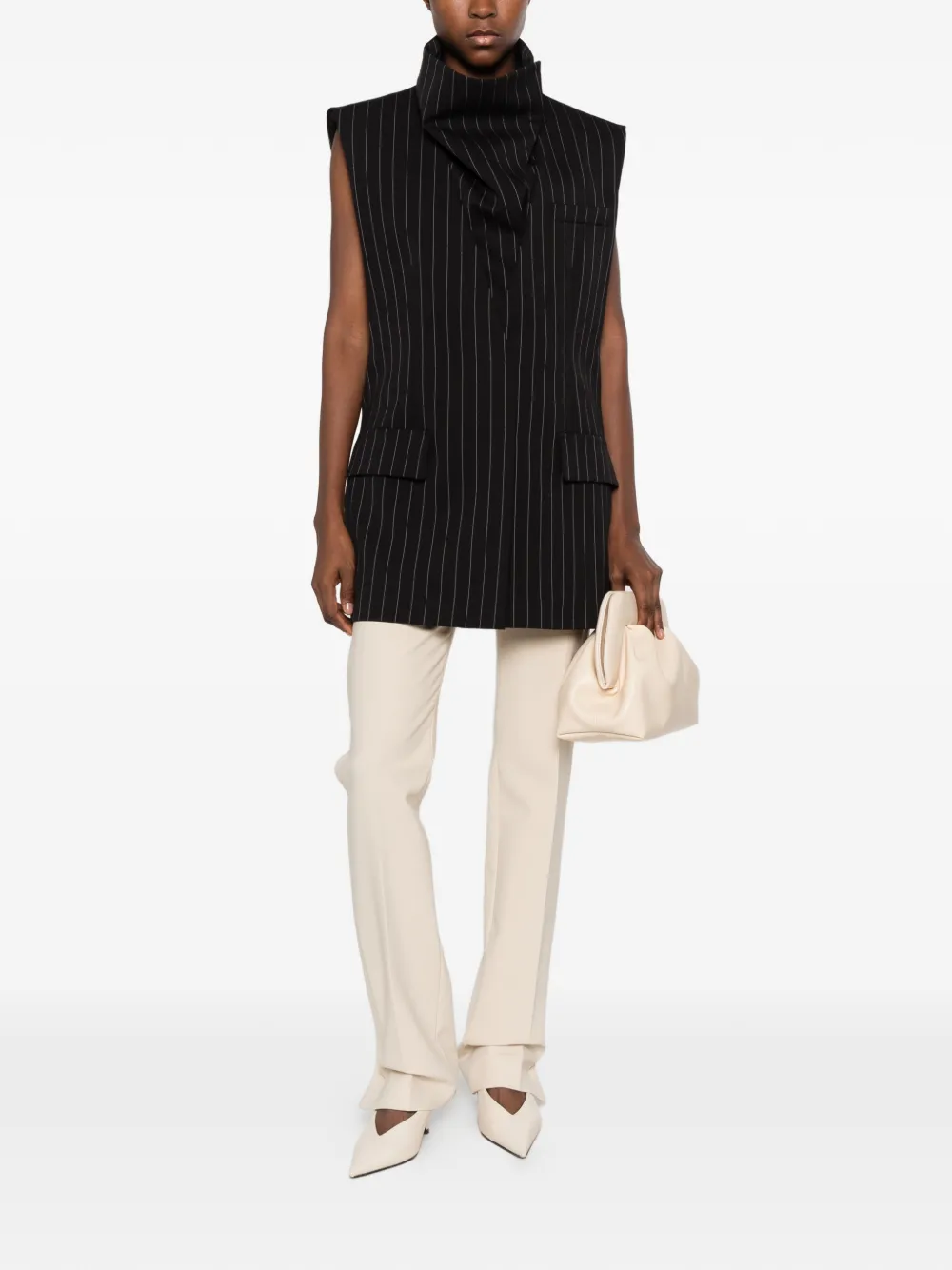 Sportmax pressed-crease slit-hem trousers Beige