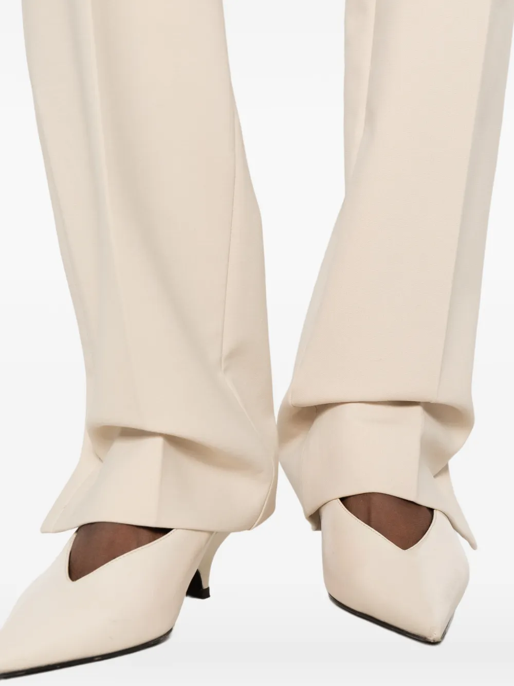 Sportmax pressed-crease slit-hem trousers Beige