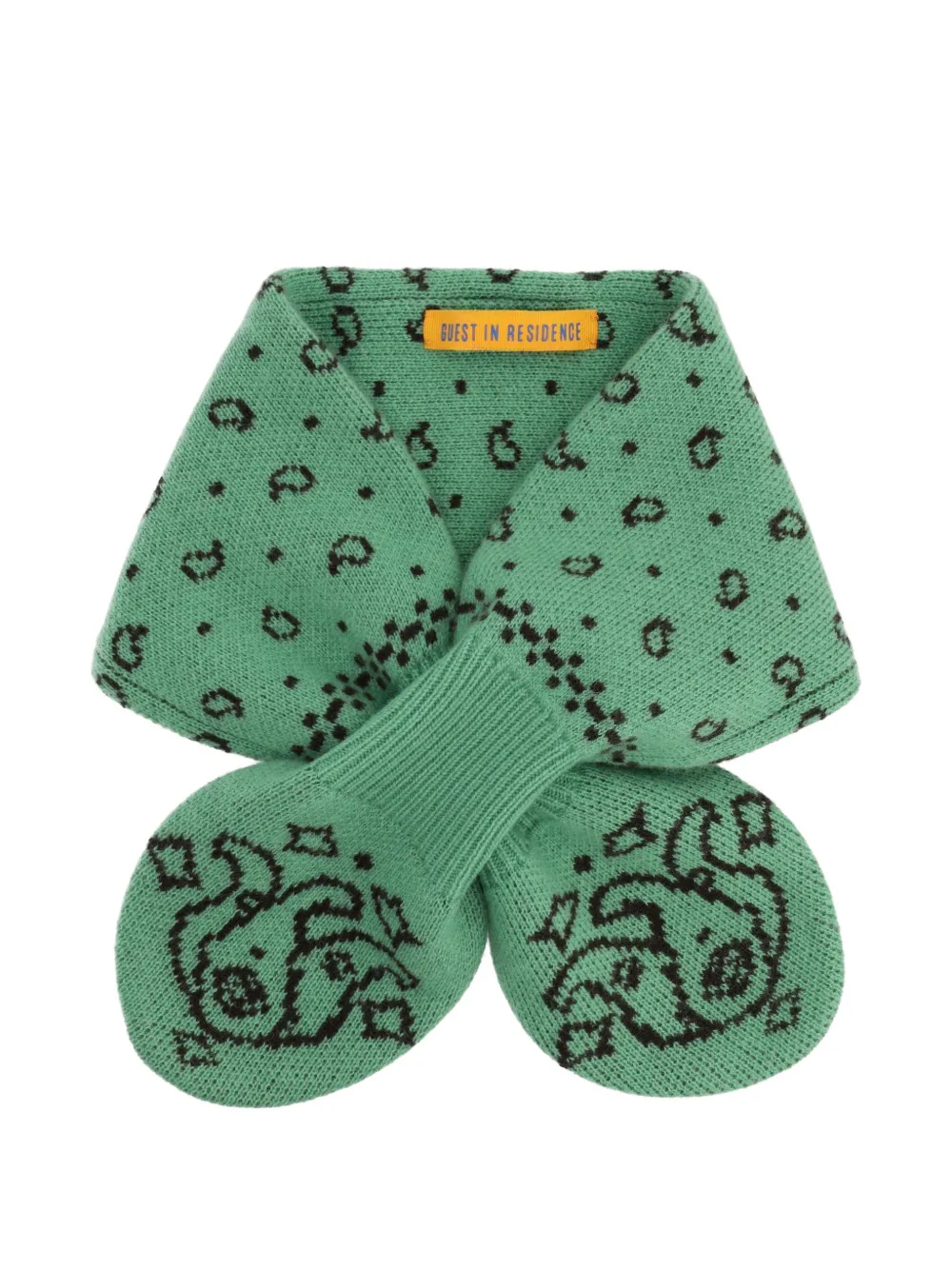 Guest In Residence paisley-pattern intarsia-knit scarf - Verde