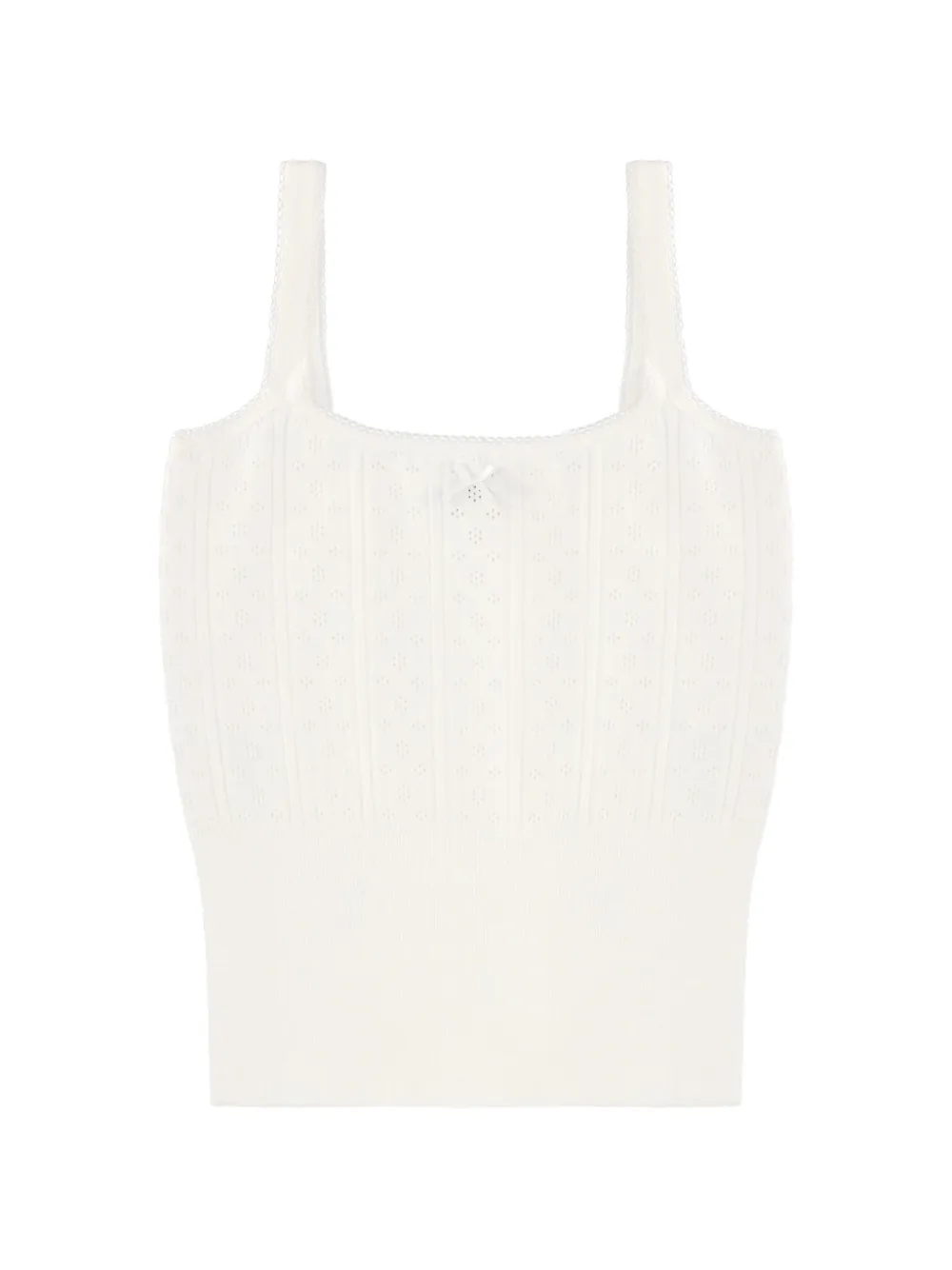 JW Anderson pointelle-knit bow-detail top - Blanc