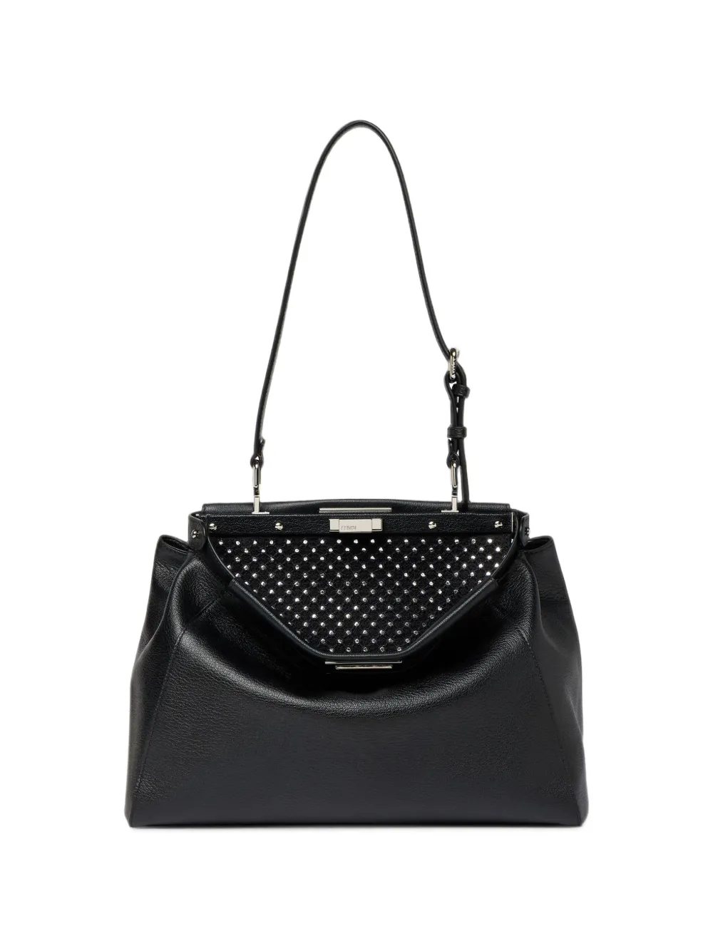 FENDI Medium My Peekaboo handtas met geborduurde spiegel Zwart