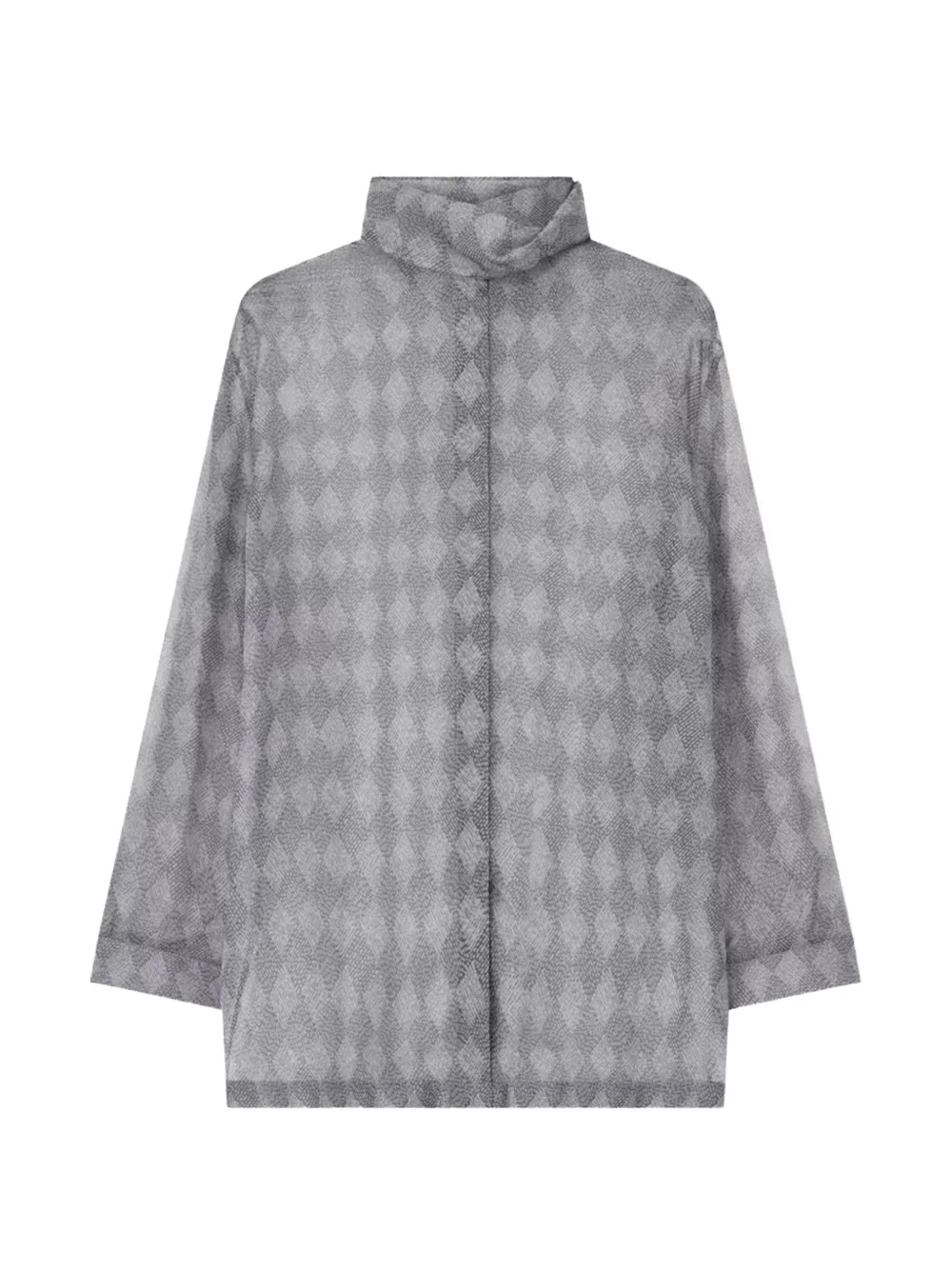 Giorgio Armani diamond-print high-neck blouse - Grigio