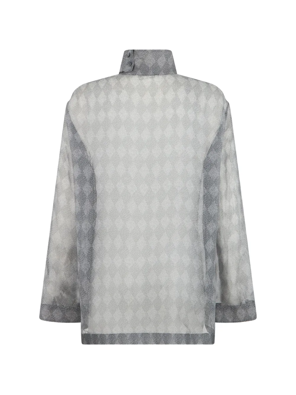 Giorgio Armani Blouse met hoge hals en diamant-print Grijs