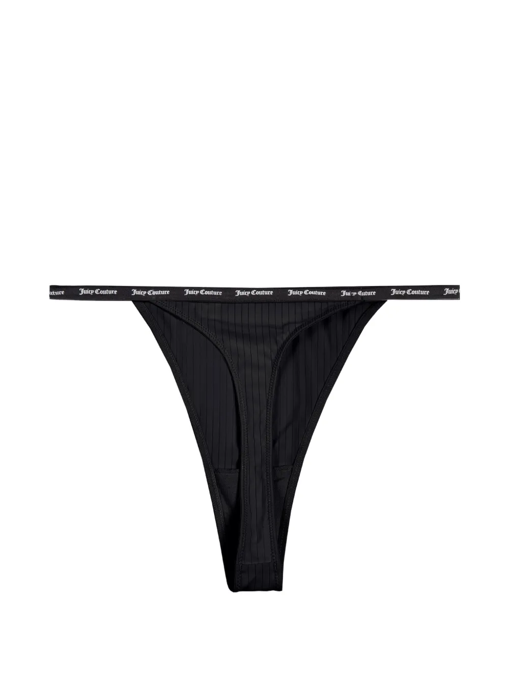 Juicy Couture Drie geribbelde strings met logoband Beige