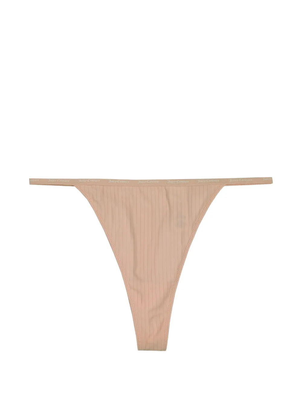 Juicy Couture Drie geribbelde strings met logoband Beige