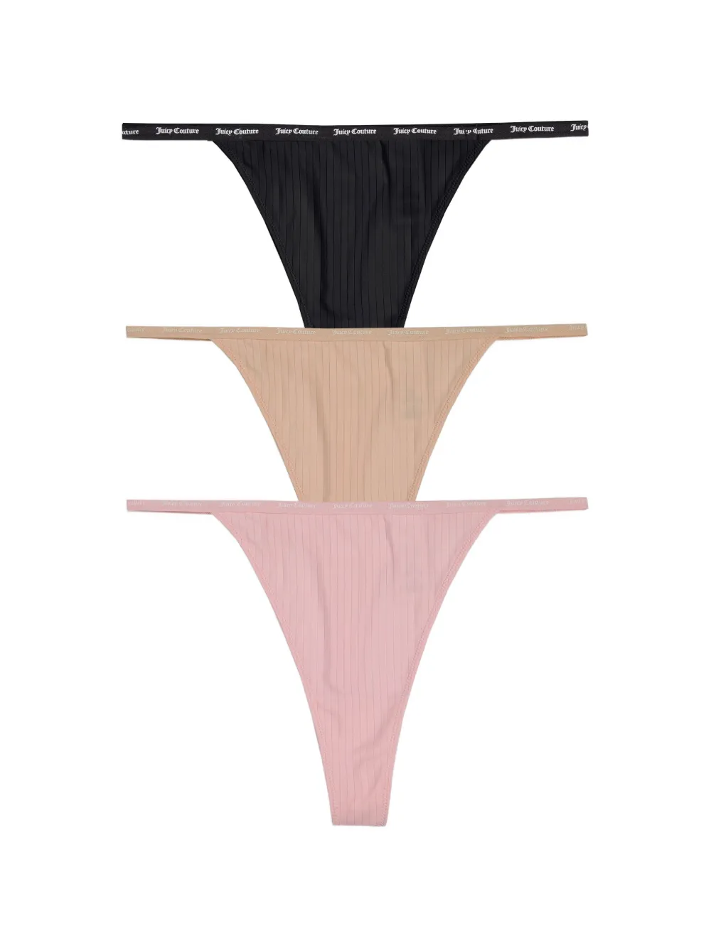Juicy Couture ribbed logo-waistband thongs set (set of three) - Toni neutri