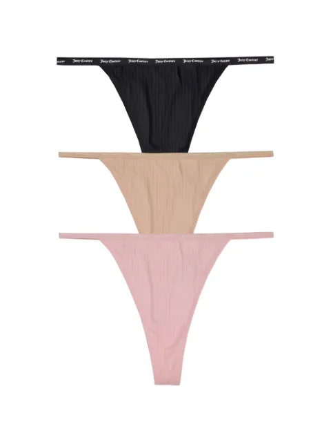 Juicy Couture ribbede g-strenge med logolinning (sæt med tre)