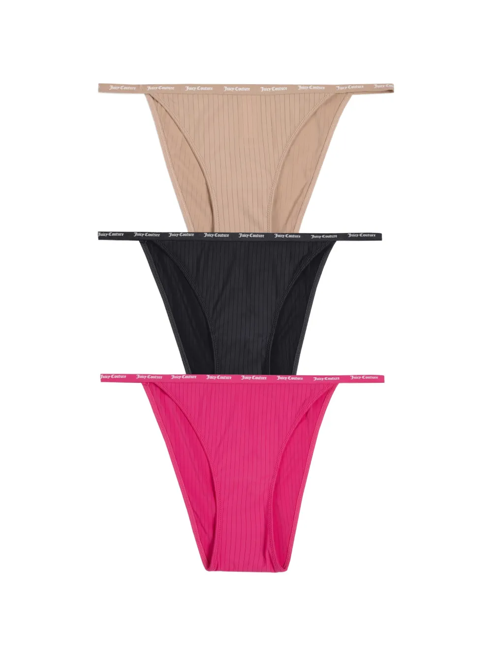 Juicy Couture ribbed logo-waistband thongs set (set of three) - Toni neutri