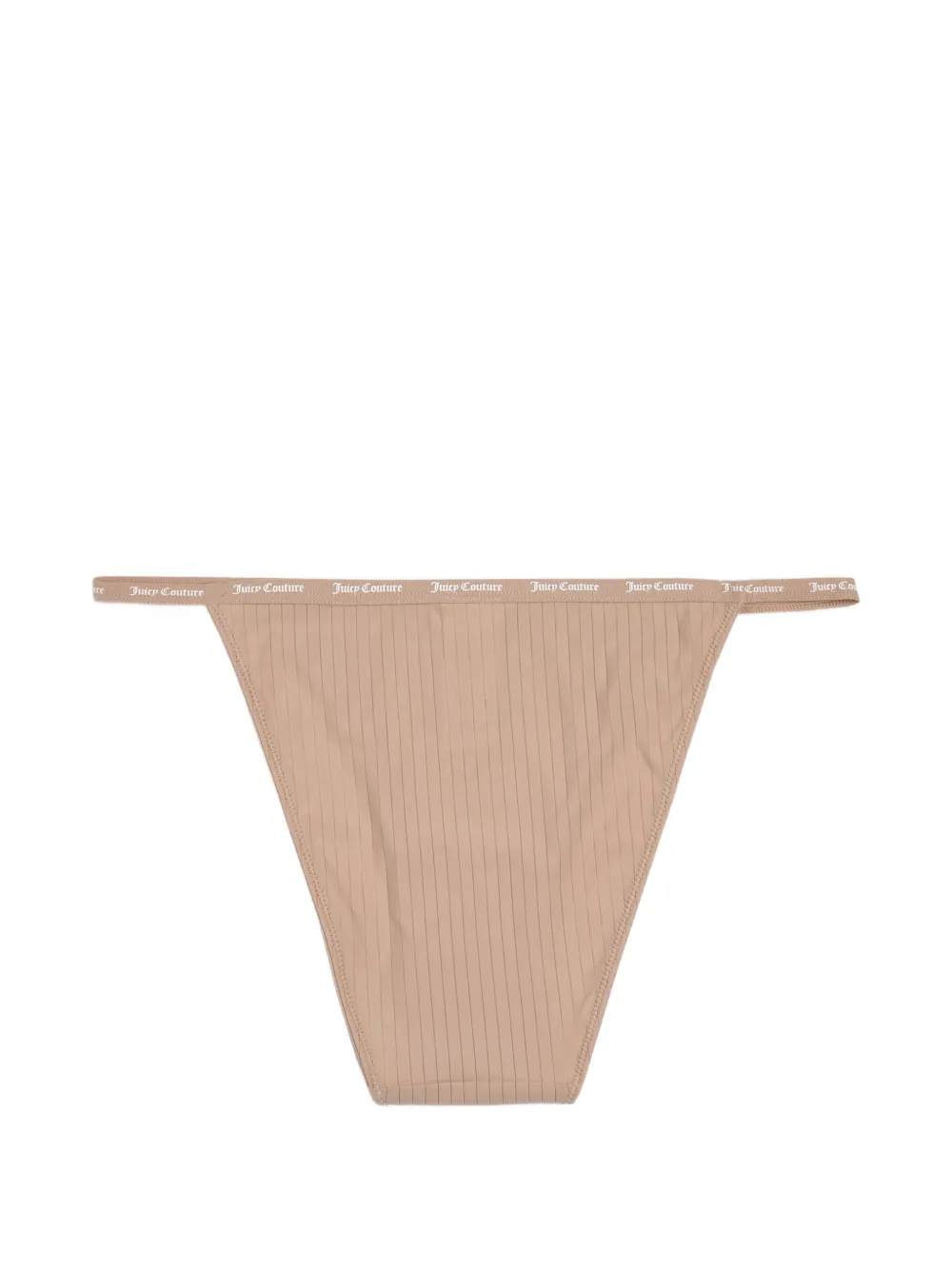Juicy Couture Drie geribbelde strings met logoband Beige