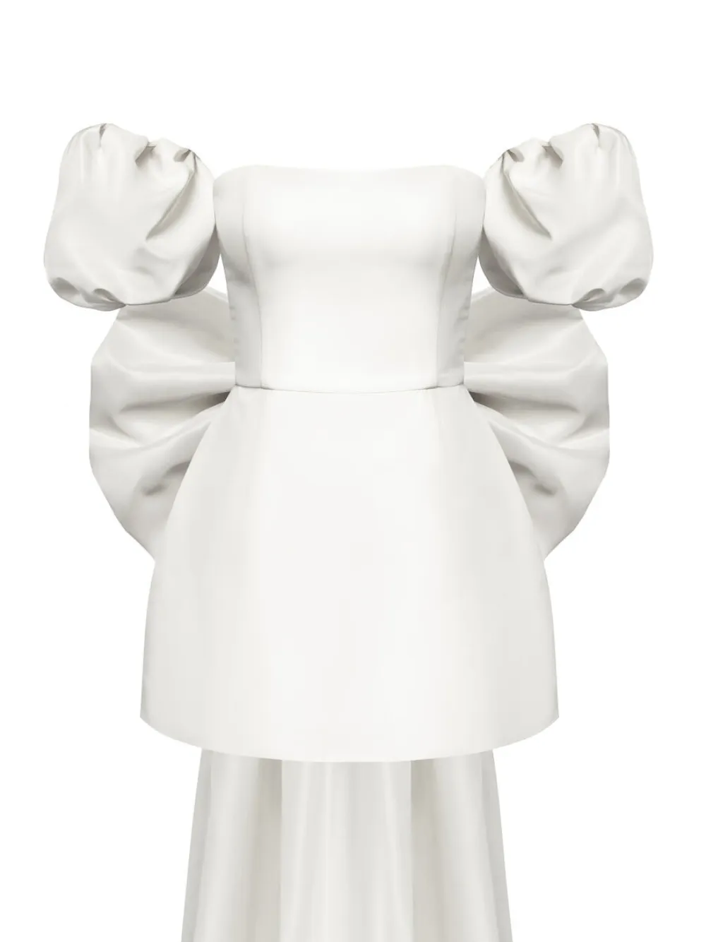 POST MERIDIEM bow-back puff-sleeve mini dress - White