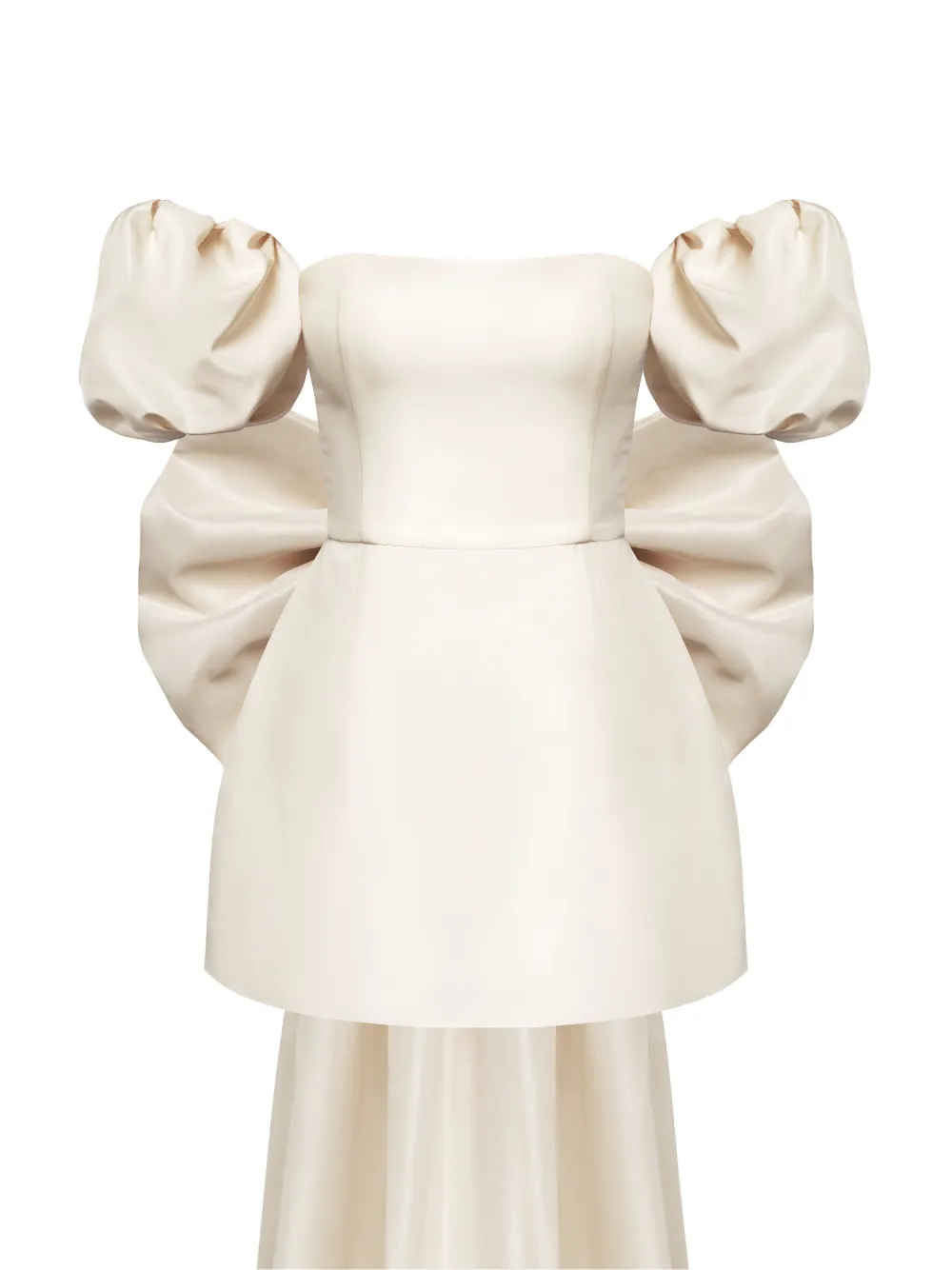 POST MERIDIEM Minikleid mit Puffärmeln und Schleife - Nude