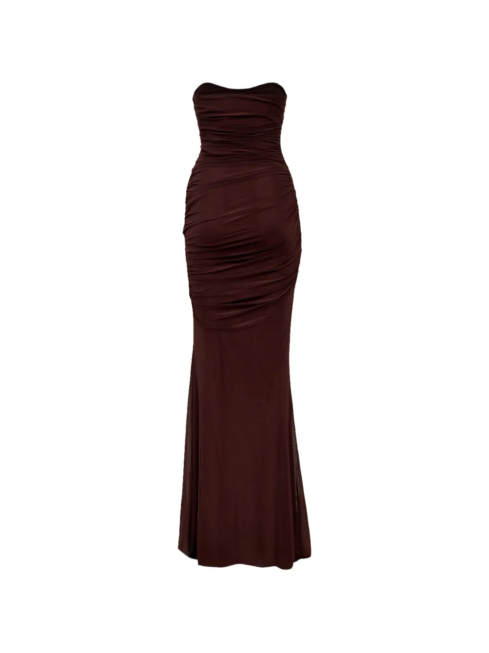 Retrofete Isadore mesh jurk met ruches Bruin