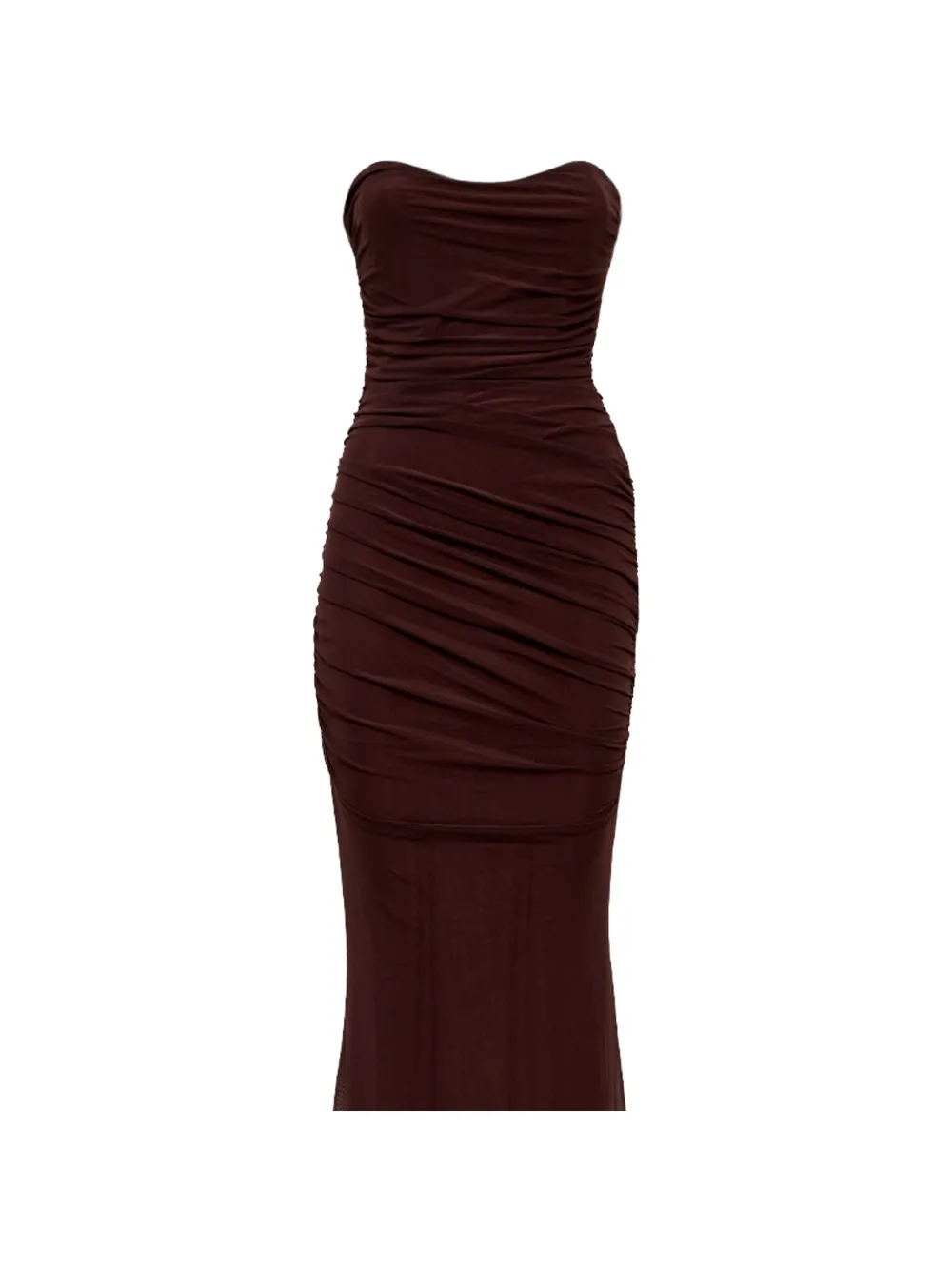 Retrofete Isadore mesh jurk met ruches Bruin